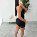 Women's Spaghetti Strap Bodycon Mini Dress Sexy Deep V Neck Sleeveless Club Party Short Dresses (Black, M)