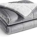 YnM Sherpa Weighted Blanket (Light Grey, 50''x60'' 10lbs) Ultra Fuzzy & Cosy Sherpa Weighted Blanket Throw, Cosy & Relaxing Blanket, Home Decor Piece …