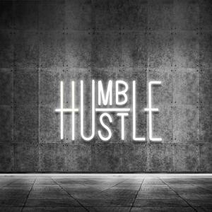 Hustle LED Neon Sign for Wall Decor, Words LED Neon Lights Party Decorations, USB Powered Switch Brightness Adjustable for Office Room, Gym Room, Man Cave, Gamer Room Decor (Hustle (White))