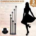 2 Pcs Acrylic Candelabra Centerpieces 48 Clear Candle Holder 7 Arm Black Pillar Taper Candlesticks with Acrylic Shade Circular Base for Wedding Party Table Decoration Fit 1.18 LED Candle
