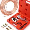 25 ft 3/16 Copper Coated Brake Line Kit (Includes 16 Fittings and 4 Unions Brake Line Fittings) + Double & Single Flaring Tool Kit