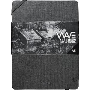 Creo Crafts Wave Fan Folding Matt Black Panoramic Art Book, Accordion Book, Recyclable, A5 180 GSM, Panoramic Art, Matte Black, Acid-Free, Drawing & Painting with Pens, Charcoal, Pencils & Crayons