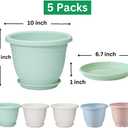 5 Packs 10 inch Flower Pots + Saucers, Large Indoor & Outdoor Pot