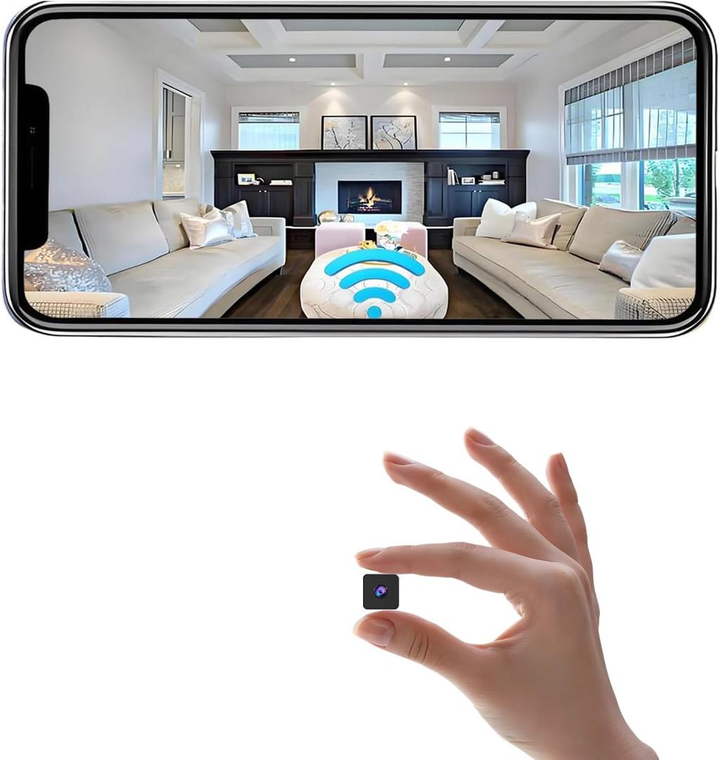 Mini Wireless Camera Home Security cmaras Indoor/Outdoor Cam 1080P HD Small Smart WiFi House Cameras Micro House Nanny Cams Battery-Powered with Motion Detection and Clear Night Vision Baby Monitor (Black)