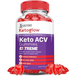Keto Glow Keto ACV Gummies Extreme 2000MG Ketoglow Keto Gummies Apple Cider Vinegar Formulated with Pomegranate Beet Juice Powder B12 Vegan Non GMO 60 Gummys (EXP 05/05/26)