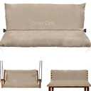 Oslimea Swing Cushion Cover Replacement 47 x 40 Outdoor Porch Swing Cushions 2-3 Seater Replacement Cover with Ties and Buckle Waterproof for Outdoor Patio Porch Swing Cushions, Tan
