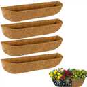 4Pcs Pre-Formed Coco Fiber Liners for Planters, Window Boxes & Fence Flower Baskets Replacement (30in 4pcs)