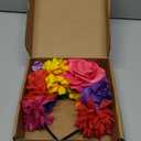 DreamLily Rose Flower Crown Headband HalloweenCinco De Mayo Party Costume Headpiece NC26 (Rainbow Colorful)