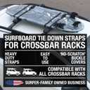 Ho Stevie! Surfboard Tie Down Straps (Pair) for Roof Rack Crossbars - Easy to Use - 'No Scratch' Silicone Buckle Covers Prevent Damage