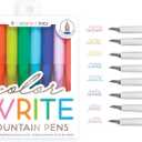 Ooly Color Write Colorful Fountain Pens, Pack of 8 Colored Ink Fountain Pens that Use Refillable Ink Cartridges, Fine Tip for Calligraphy Drawing, Handlettering - Back to School Supplies