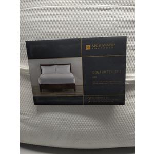 Modavari Home Fashions 3 Piece King Comforter Set, White