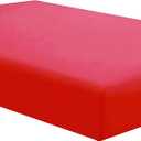 Sfoothome Single Fitted Sheet (Full - Red) - Deep Pocket Brushed Velvety Microfiber, Breathable, Extra Soft and Comfortable - Wrinkle, Fade, Stain and Abrasion Resistant