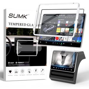 15.4 inch Screen Protector for 2025 Tesla Model Y Premium & Model 3 (2024~2026), [HD & Anti-Fingerprint] Front Back Tempered Glass Screen Protector for Tesla Model Y/3 Accessories - Glossy
