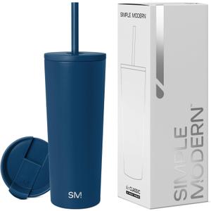 Simple Modern Insulated Tumbler with Lid and Straw | Iced Coffee Cup Reusable Stainless Steel Water Bottle Travel Mug | Gifts for Women Men Her Him | Classic Collection | 24oz | Slumberland 