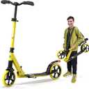 Campior Kick Scooter for Ages 6+, for Kids, Teens, and Adults, Max Load 240 LBS, Foldable, 8-inch Big Wheels for Kids and Adults, with Kickstand, 3 Adjustable Levels, Child Safety Approved, Yellow