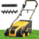 Upgraded EVEAGE 16-Inch 15 Amp Electric Dethatcher & Scarifier, 5-Position Depth Adjustment, 14.5gal Collection Bag, Increases Lawn Health, EDS16S