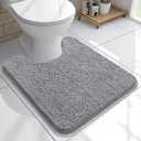 OLANLY Toilet Rugs U-Shaped 20x20, Extra Soft Absorbent Chenille Contour Bathroom Rugs for Toilet, Dry Quickly, Machine Washable, Non-Slip Bath Mat, Grey