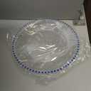 Tomeurperf 24 Pack Clear Charger Plates 13 Inch Acrylic Round Dinner Chargers with Blue Beaded Rim, Plastic Round Decorative Plates for Kitchen Wedding Party Home and Tabletop Decoration