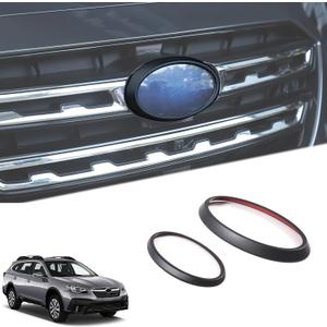 Front Rear Emblems Ring Trim for S-ubaru Outback 2021-2024 2025 Accessories, ABS Front Grille Logo Trim Back Badge Decoration Cover Trim 2Pcs (Matte Black)