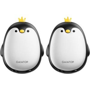Gaiatop Magnetic Hand Warmers Rechargeable 2 Pack, 3 Settings Cute Pocket Penguin, Fast Hot Hands Reusable Portable Electric Heater for Camping Hunting Golf, Stocking Stuffers Gifts for Women Men (Black)