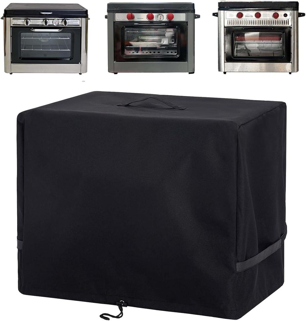 Waterproof Cover for Camp Chef Outdoor Oven, Also Fit for Camp Chef Deluxe/ Professional Outdoor Oven, Windproof Camping Stove Accessories with Drawstrings (Cover Only) (black)