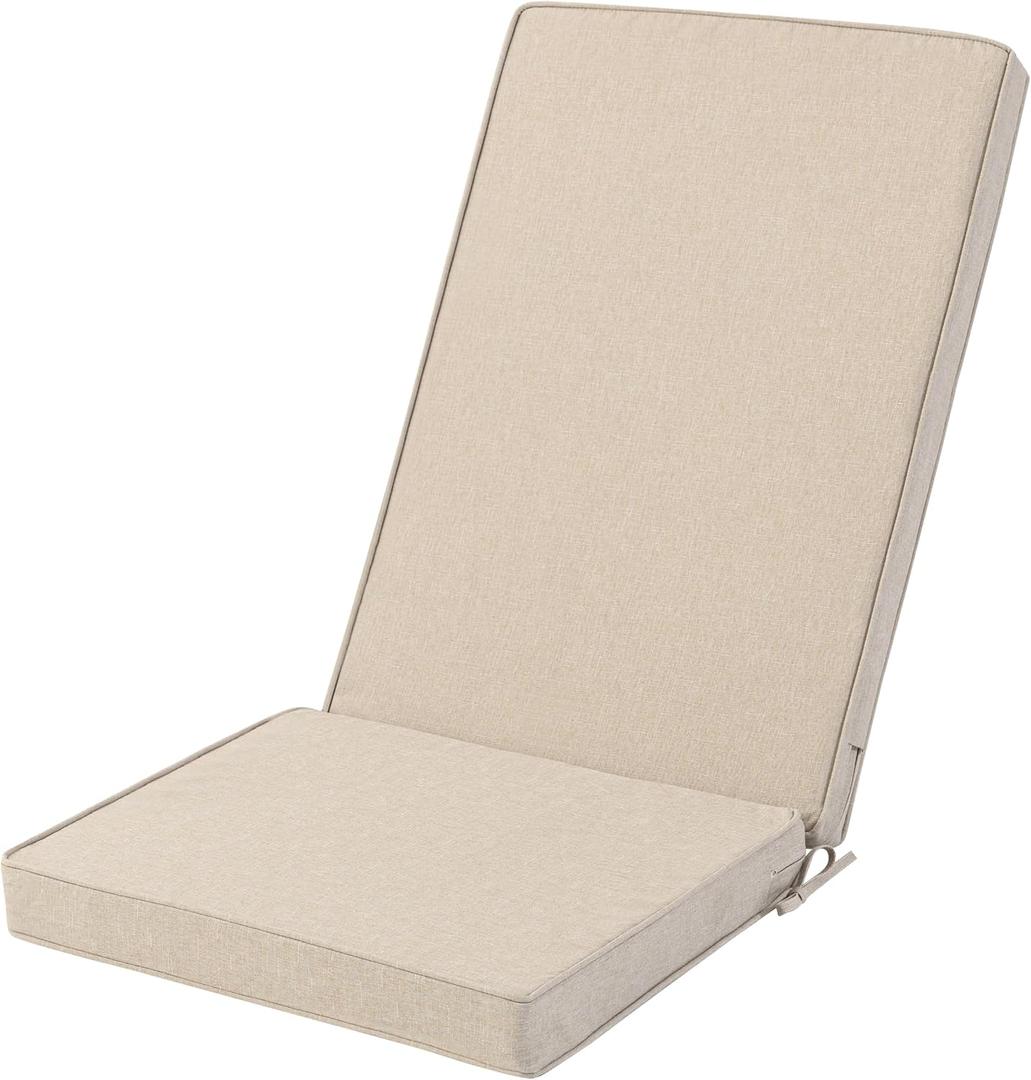 Adirondack Chair Cushion - Removable Cover, Water-Repellent & Fade-Resistant Faux Linen, Securing Straps, Non-Slip Bottom, Fit for Most Outdoor Adirondack & Rocking Chairs - Beige, 45''x20''