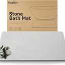 Stone Bath Mat, Dries Quickly, Non-Slip Diatomaceous Earth Stone Bath Mats for Bathroom, Super Absorbent Stone Shower Mat, Easy to Clean, 23.5" x 15.5" Light Gray