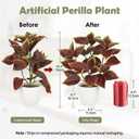 Artificial Plants Indoor 14.2" Small Fake Perilla Plant in Pot Potted Plants Artificial Decor Faux House Plant with White Pot for Farmhouse Home Office Bathroom Living Room Table Shelf Decor