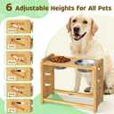 Elevated Dog Bowls, Adjustable Raised Dog Bowl Stand for Large and Medium Pet, 15" High Bamboo Pet Food Feeder with 2 Stainless Steel Dishes6 Heights
