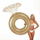 Zeraty Thickened Inflatable Pool Floats Diamond Rings for Adults, Glitter Bachelorette Party Wedding Decorations Bridal Shower Gifts, Engagement Photo Props, Swim Tubes Pool Lounging Supports 265 lbs