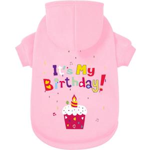 Dog Sweater Dog Hoodie Cold Weather Coat Hooded Sweatshirt for Puppies,Cats, Small Medium Large Dogs (Pink(It's My Birthday), XX-Large)