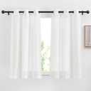 NICETOWN White Sheer Kitchen Curtains 30 inch Long, Grommet Semi Sheer Linen Blend Short Window Treatments Causal & Rustic Privacy Cafe Curtains, W29 x L30, 2 Panels