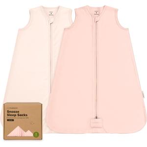 2-Pack Baby Sleep Sacks, Zipper Wearable Blanket - 0.5TOG Organic Cotton, Lightweight, Soft Cozy Infant Sleeping Sack (Mist Rose), L