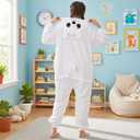Animal Onesie Costumes for Kids Adults Cosplay Halloween for Boys Girls Womens Warm Plush One Piece (S(for height=4'6"-4'10"), Polar Bear)