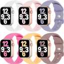 Pack of 5 Silicone Bands Compatible with Apple Watch Band 38mm 40mm 41mm 42mm 44mm 45mm 46mm 49mm Women Men, Soft Sport Strap Replacement Wristband for iWatch Series 11 10 9 8 SE 7 6 5 4 3 2 1 Ultra (White/Sand Pink/Lavender Gray/Hot pink/Sunglow/Smoke Violet)