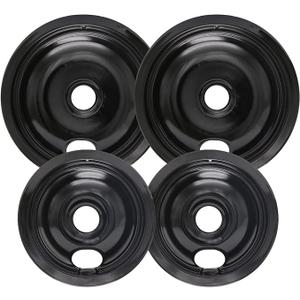 COZZIVITA Black Stove Burner Drip Pans for Electric Stove Top  318067051 5304430150 Perfectly Fit Frigidaire Kenmore Electric Range  10% Energy Save by Enamel Spraying 2 x 6 in, 2 x 8 in