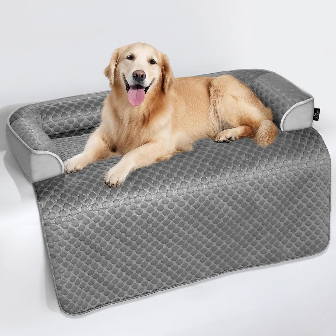 blunique XL Cooling Dog Bed  45 x 37 inch Waterproof Couch Cover for Dogs Washable, Non-Slip Bottom Self Cooling Mat for Dogs, Durable & Non-Gel, Dog Couch Bed for Sofa Floor Car, Cooling Grey