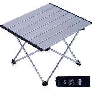 iClimb Ultralight Compact Camping Folding Table with Carry Bag (Silver - S)