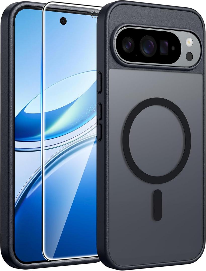 FNTCASE for Google Pixel 10 Pro Case: for Pixel 10 Case [Fit for Magsafe] Translucent Matte Cases with [Screen Protector] Military Grade Shockproof Protective Magnetic Phone Cover (6.3inch - Black)
