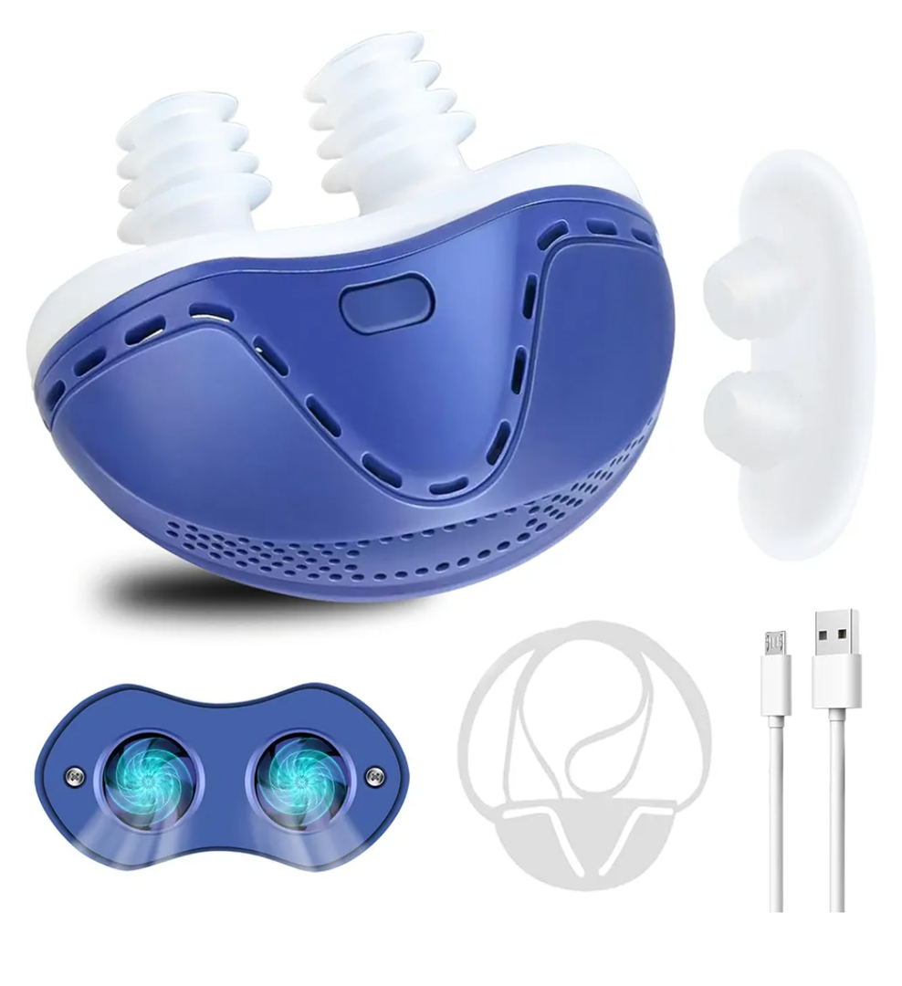 Anti Snoring Devices, Double Vortex Anti Snoring Device, Snoring Solution, Adjustable Wind Speed, Suitable for All Nose Shapes, Stop Snoring Suitable for Men and Women, Blue