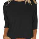 JomeDesign Womens Tops Casual 3/4 Sleeve Tshirts Round Neck Loose Fit Blouses Black L
