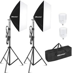 UBeesize Softbox Photography Lighting Kit, 27 x 20 Continuous Lighting Kit with 2pcs 40W E27 Socket 6500K Bulbs, Professional Photo Studio Lighting for Video Recording, Portrait Shooting