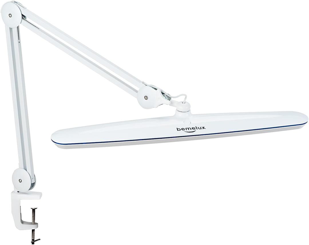 Task Lamp with Clamp, 23 Inch Lamp Head, Bright 182PCS LEDs,3 Color Temperatures, 4 Brightness Levels, Metal Swing Arm 20W 2200 Lumen Dimmable Led Desk Lamp (White, CCT)