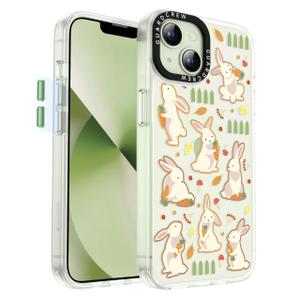 GuardCrew for iPhone 13 Case and iPhone 14 Case, [Rabbit] Cool Aesthetic Pattern for Women, [11FT Military-Grade Drop Tested] Slim Crystal Clear Shockproof TPU Bumper Phone Cover, 6.1"