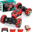 Spider Gesture RC Car, 2.4GHz Gesture Sensing RC Stunt Car Toys for 6-12 Years Old Boys Girls, Hand Controlled Remote Drift Twist Offroad 360 Rotation with Lights Music for Birthday Gifts (Black Red Spider)