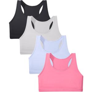 Sascina Girls Training Bras Racerback Sports Bras 8-10 Preteen Seamless Bralettes - No Pads, Chest Double Lined, M