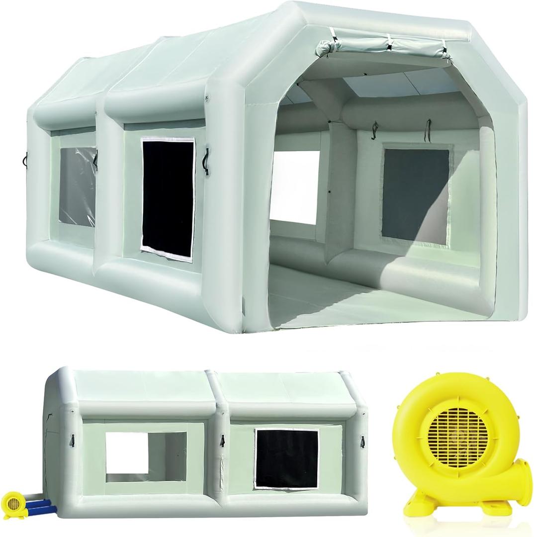 Portable Inflatable Paint Booth Tent with Powerful Blower Inflatable Spray Booth with Air Filter System, Blow Up Paint Booth (20x10x8.5Ft)