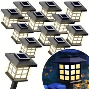 Solar Outdoor Lights,LED Solar Lights Outdoor Waterproof, Solar Walkway Lights Maintain 10 Hours of Lighting for Your Garden, Landscape, (Regular - Upgrade 12 Lights)