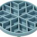 OHMO Slow Feeder Dog& Cat Bowl, Silicone Puppy Cat Food Bowl with Anti-Slip Suction Cup Slow Down Small Dogs Eating, Anti Choking (S-Diamond,Light Blue)