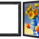 Americanflat 16x20 Canvas Floating Frame with Adhesive Strips Included - Vertical and Horizontal Floating Frame for Artwork - Canvas Frames for Wall Display - Black